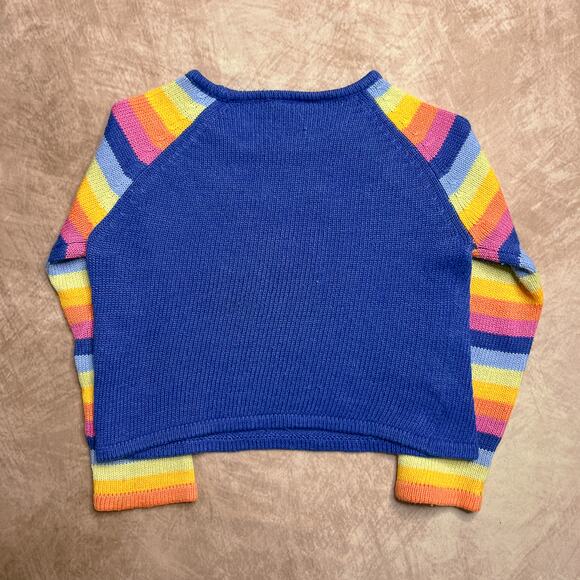 Vintage Y2K Barbie Avenue 2002 Cropped Rainbow Heart Knit Sweater Beaded Kidcore - Picture 2 of 6